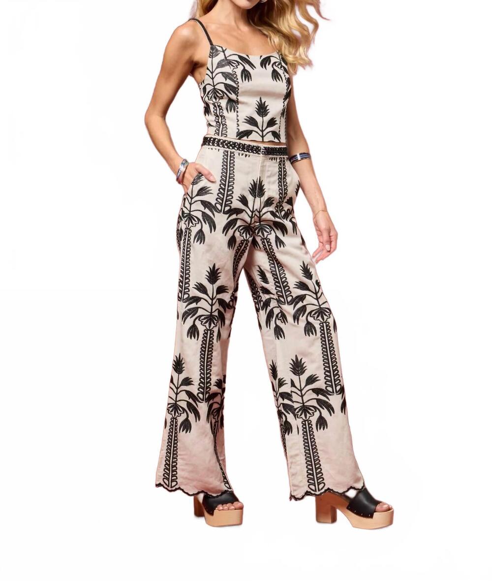 NEW BTB LOS ANGELES clara wide leg pants in natural/black